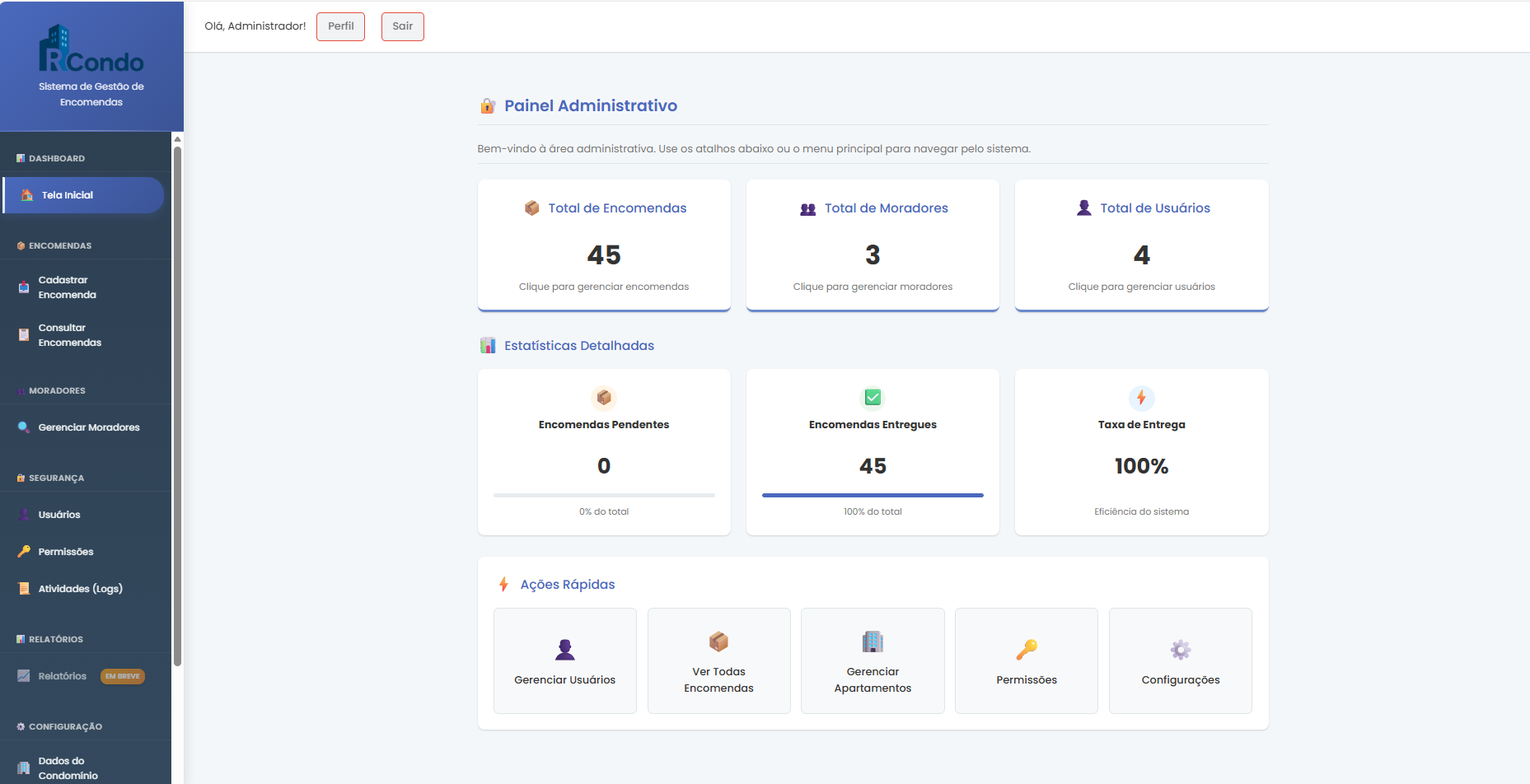 Interface do Sistema RCondo